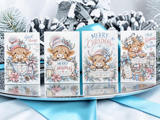 Seed Packages - Christmas Highland Cows - Wildflower Seeds
