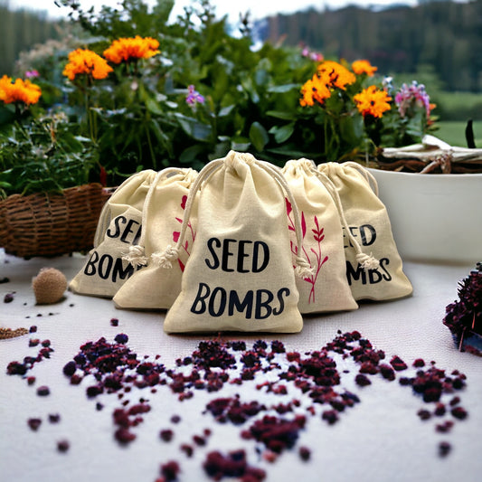 Seed Bombs - 10 Pack - Cotton Drawstring Bag - Canadian Wildflower