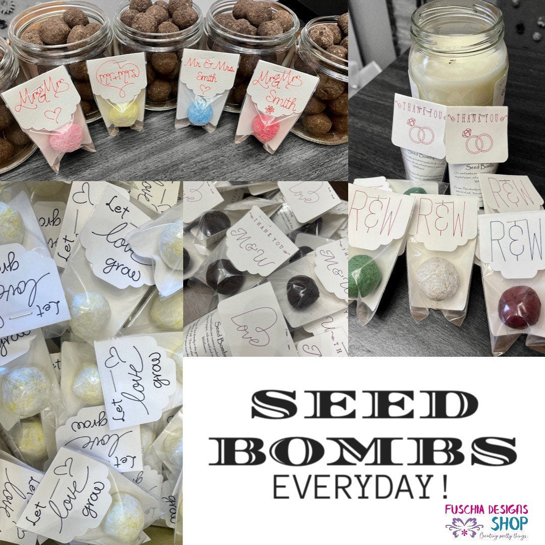 Seed Bombs - Blooming Love: Wedding Favor with pen written Tags - Nature Inspired Gifts - Canadian Wildflower