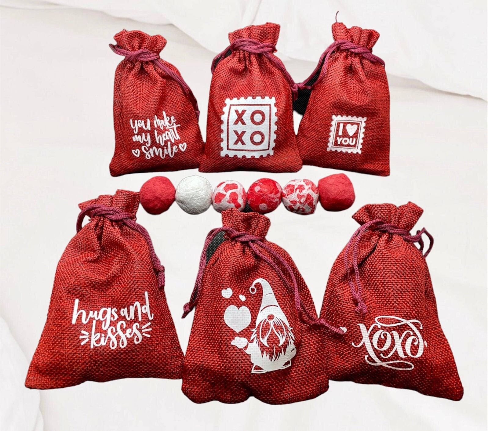 Seed Bombs - 5 Pack - Valentine’s Day themed - Red burlap bag - Canadian Wildflower