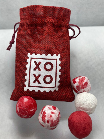 Seed Bombs - 5 Pack - Valentine’s Day themed - Red burlap bag - Canadian Wildflower