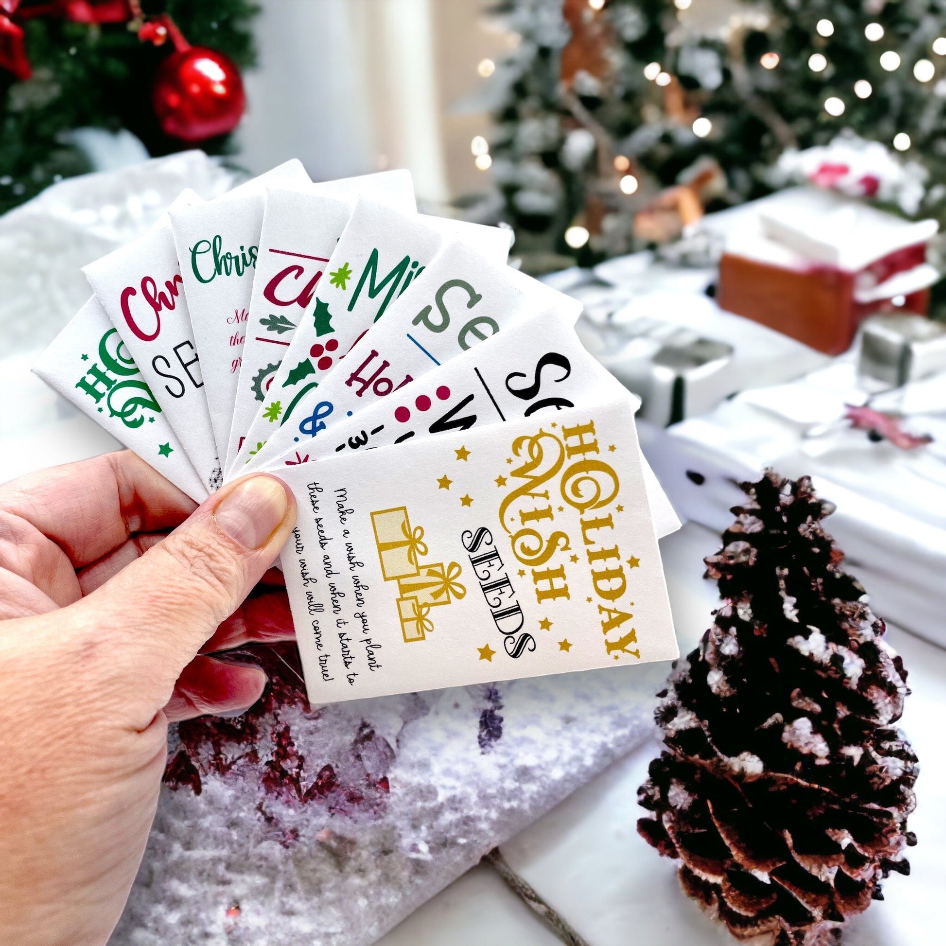 Seed Packets for Christmas Wish Seeds Ornament or Gift Tag - Includes 10 Packages of Poppy Seeds