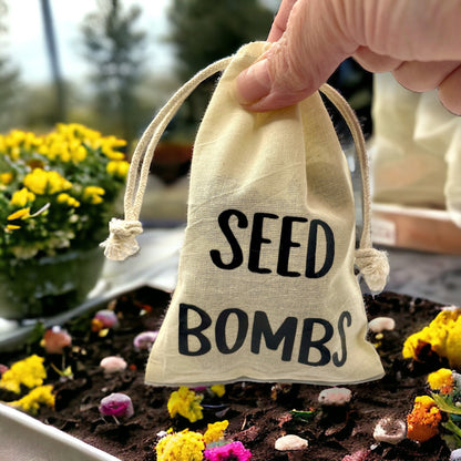 Seed Bombs - 10 Pack - Cotton Drawstring Bag - Canadian Wildflower