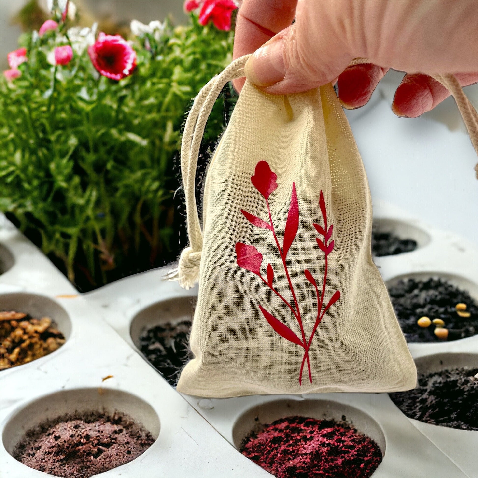 Seed Bombs - 10 Pack - Cotton Drawstring Bag - Canadian Wildflower