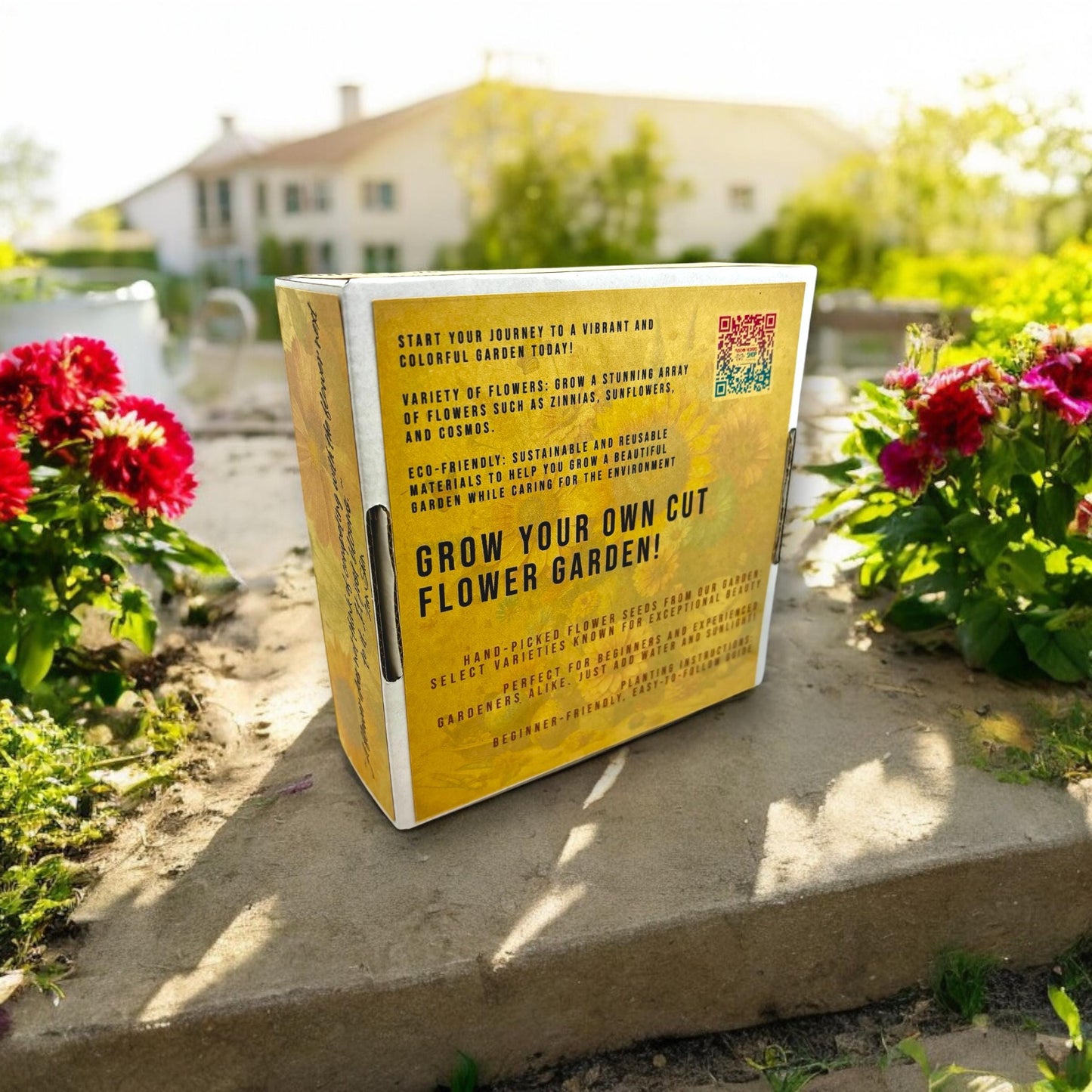 Flower Garden Starter Kit with Zinnia, Cosmo, and Sunflower seeds