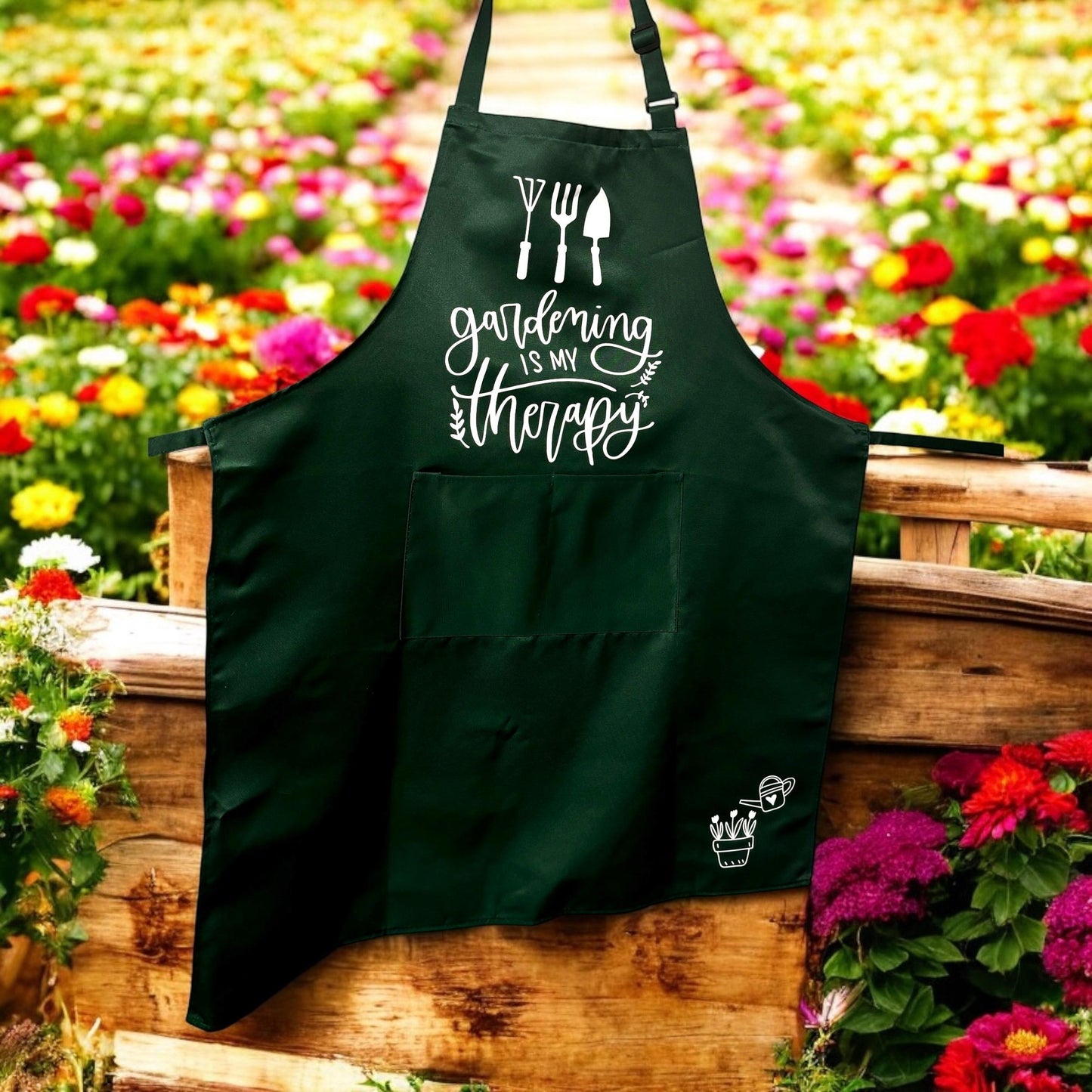 Garden Apron with Pockets – Green with Charming Design Choices