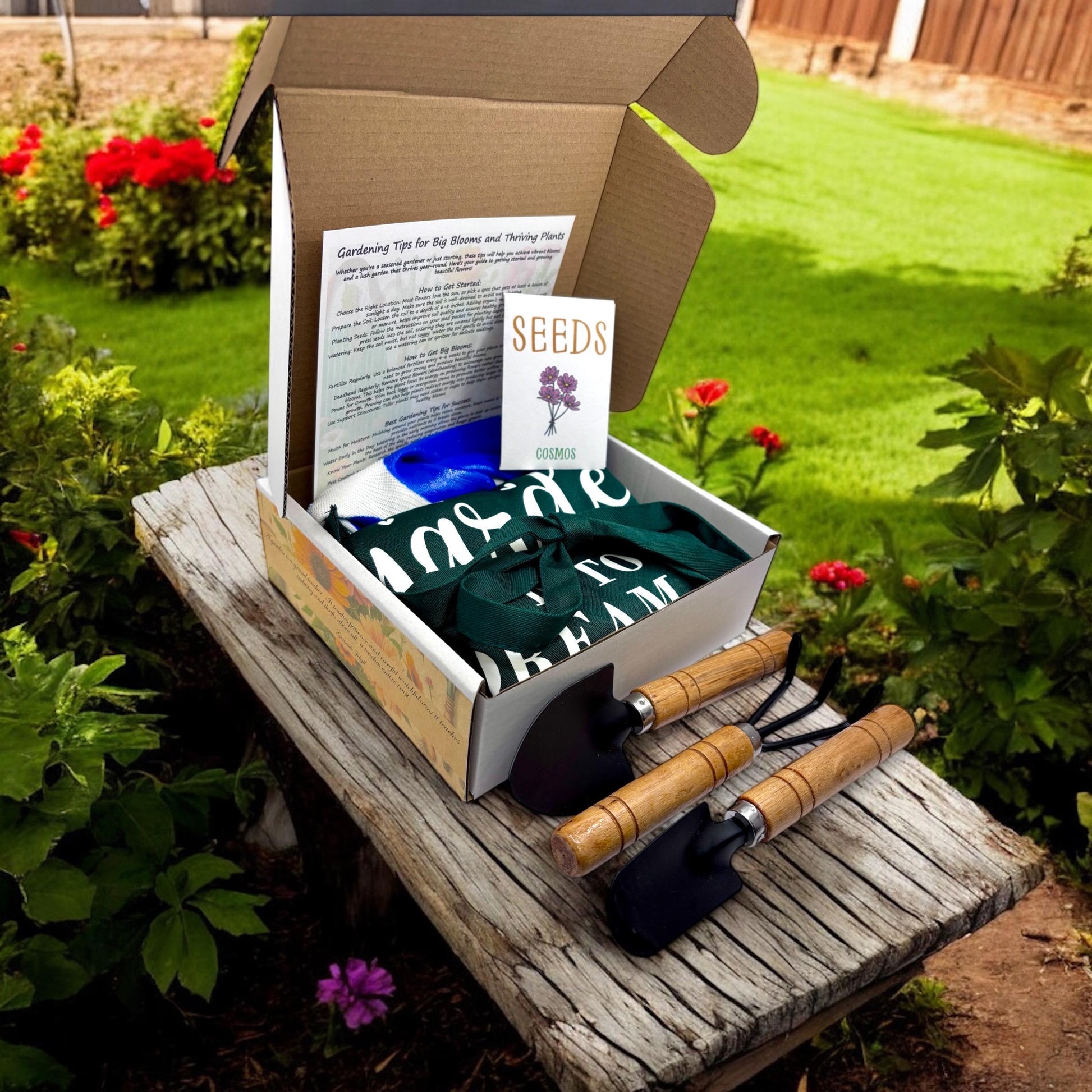 Bloom & Grow Garden Starter Kit with Garden Apron, Cosmo seeds, Gloves and Gardening Tools