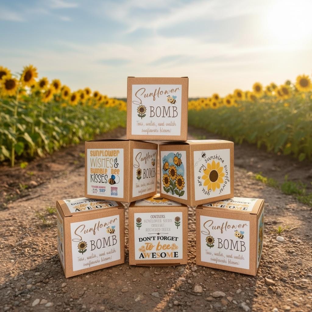 Sunflower Seed Bomb Box | Teacher Appreciation | Garden Party Favor | Grow Sunflowers