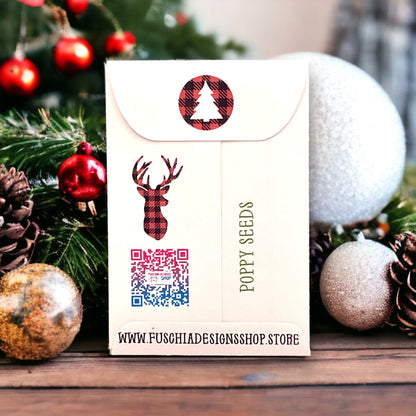 Seed Packages - Christmas Woodland Creatures Seed Packs for Gift, Ornament, or Tag - Includes 10 Packages of Poppy Seeds